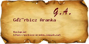 Görbicz Aranka névjegykártya