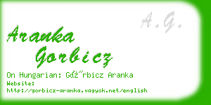 aranka gorbicz business card